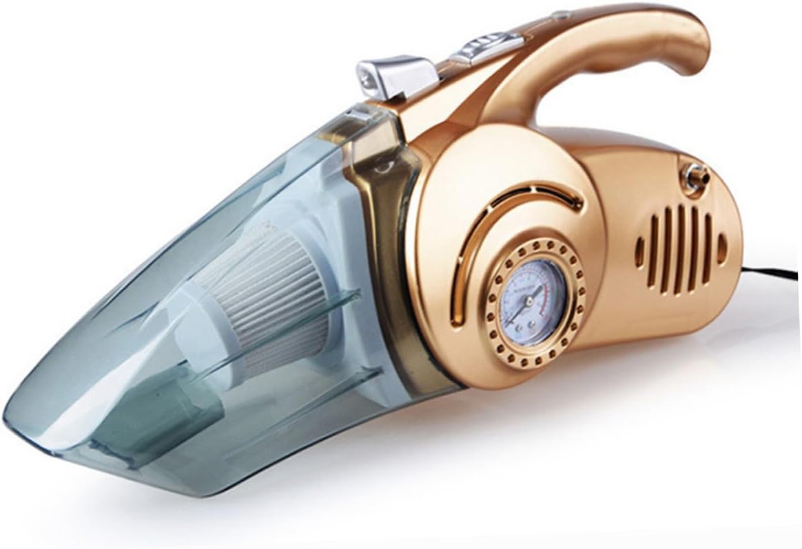 12v Wet Dry Car Vacuum Cleaner with Strong and Led Light Portable Handheld Auto Duster for Quick Liquid and Debris Removal Vehicles Gold