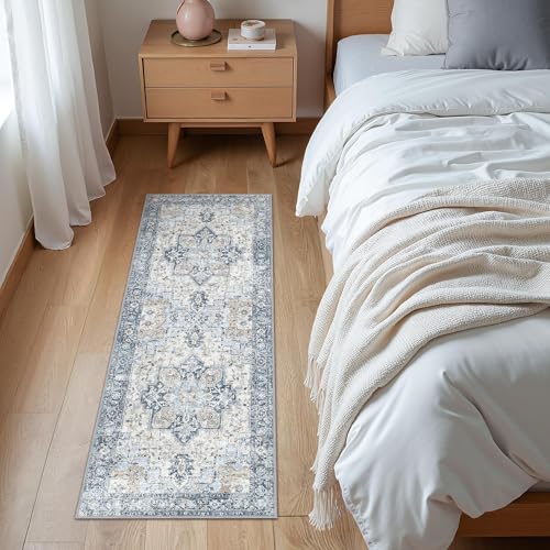 GENIMO Vintage Blau Teppich Läufer Flur 80x200cm Teppichläufer Waschbar – Ansicht 8