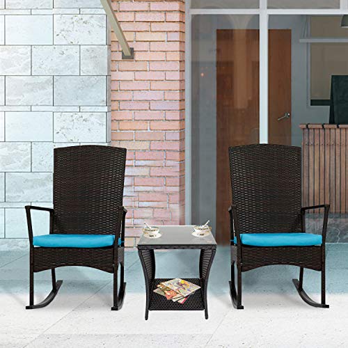 Kinbor Outdoor Side Table, Patio Wicker Table, Porch Side Table, Black Wicker Side Table Outdoor #TOP5