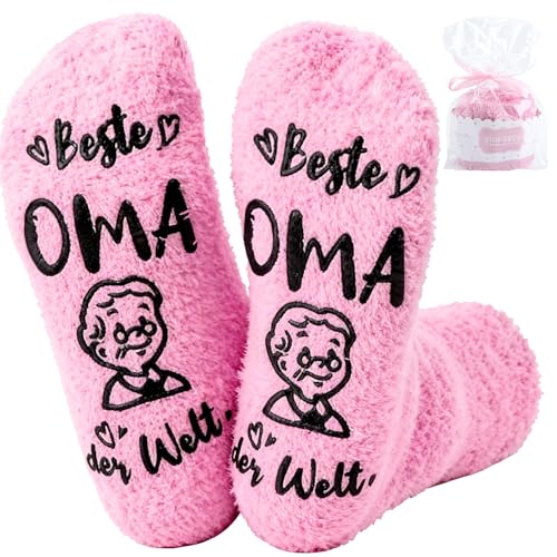 Belillpipi Geschenk für Oma, Oma Geschenk Geburtstag, Lustige Socken mit Spruch Bester Oma der Welt, Geburtstagsgeschenk Muttertagsgeschenk Weihnachtsgeschenke für Oma