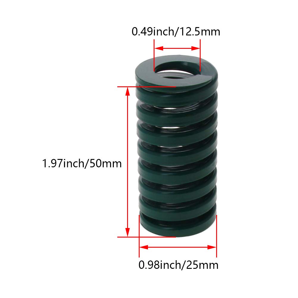 Molla per Stampo a Compressione, 50x25mm Heavy Load Compression Mould Die Spring, 3D Printer Die Spring, for Mechanical Equipment 3D Printer Accessories, Green 1Pcs