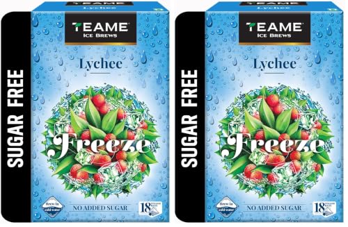 Image of TE-A-ME Lychee Iced Tea Bags, 18 Pyramid Sachets (18 x 1) | Sugar-Free Lychee Cold Brew Tea | Pack of 2