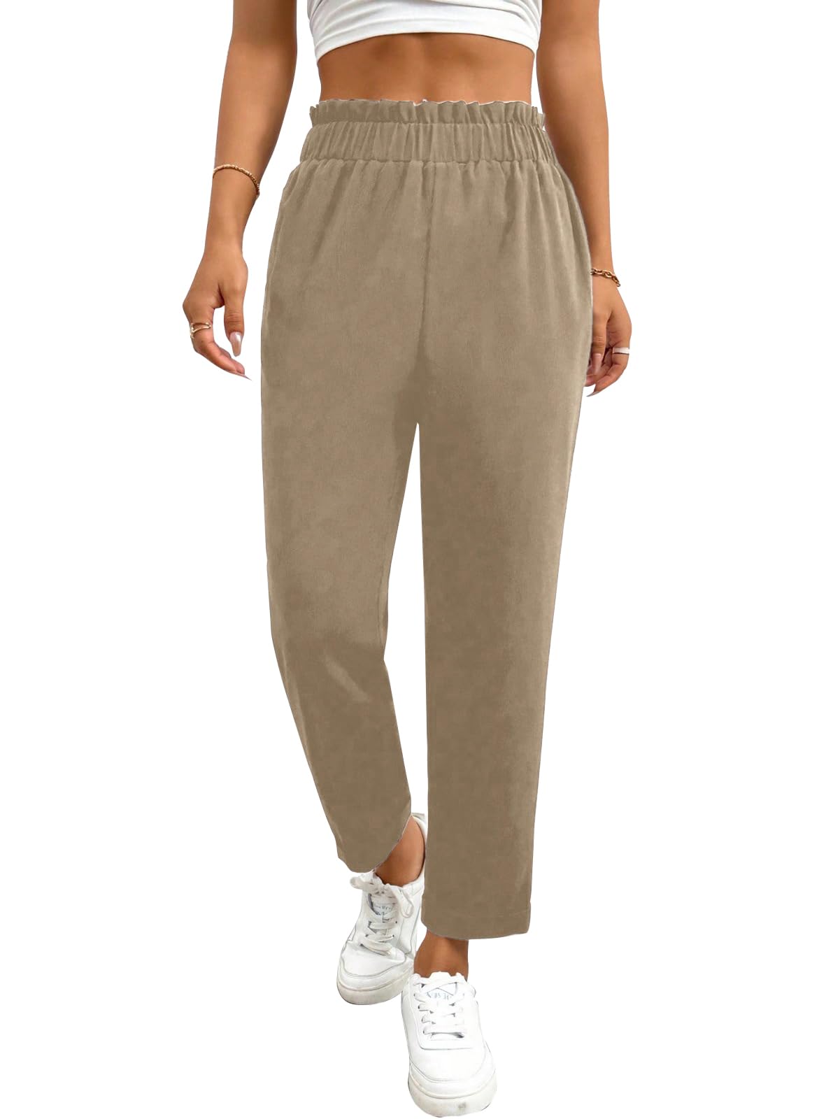 Vogaan Tailored Trousers for Women | Women's High-Waisted Wide Leg Pant | Women Trousers Pants (Chiku_36)