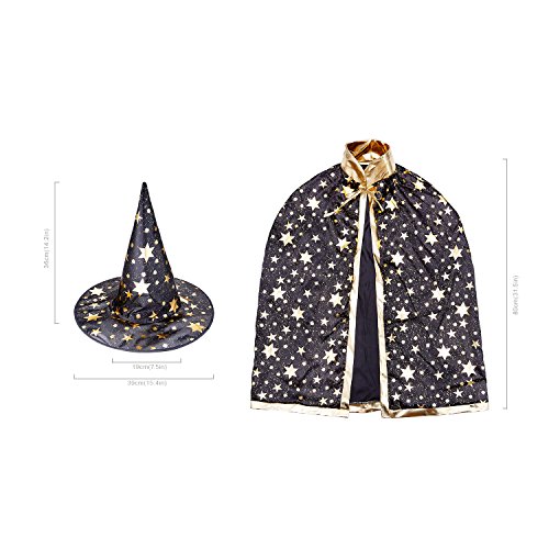 Child Halloween Costumes Witch Cloak Hat Suit