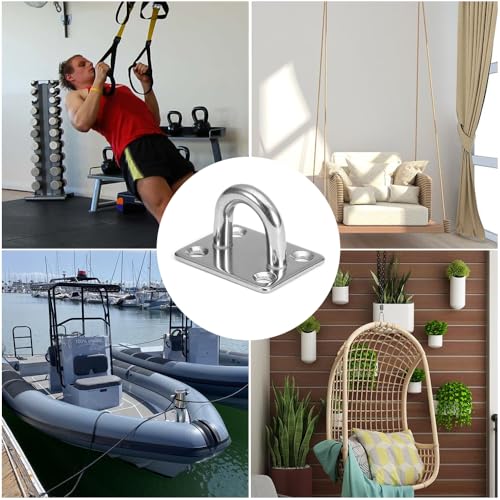 12 Stück Augplatte Edelstahl, Augplatte mit Öse, M5 Edelstahl Decksplatte Robust Ösenplatte,für Aufhängen von Gegenständen, Befestigungshaken, Wandhalterung, Sonnensegel Befestigung, Deckenhaken