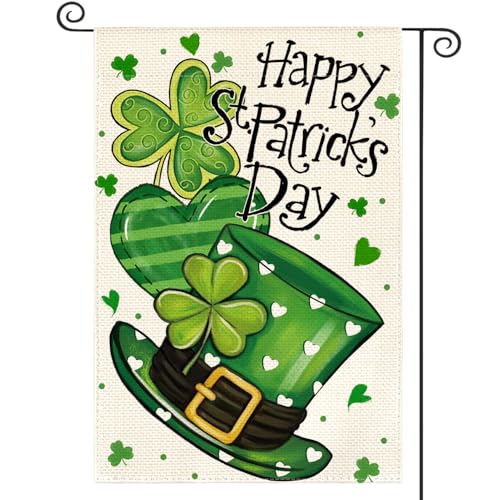 AVOIN colorlife Happy St Patricks Day Garden Flag 12x18 Inch Double Sided