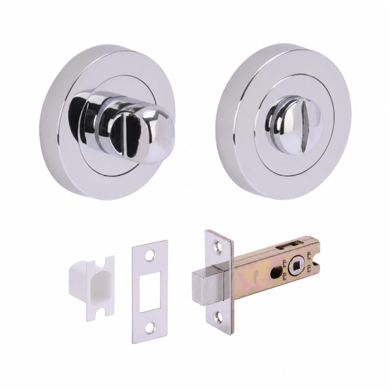 HANDLEZONE® Bathroom Toilet Door Thumb Turn and Release Deadbolt Kit - Polished Chrome - 76mm Bolt with 57mm Backset — image 1