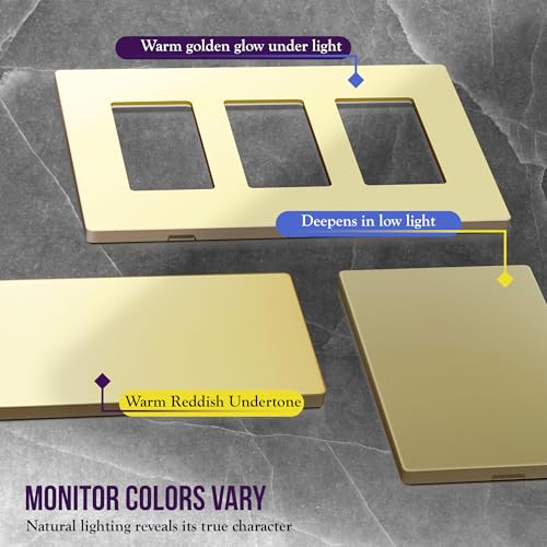 Image of ENERLITES Screwless Blank Wall Plate, Child Safe Blank Device Outlet Cover, Standard Size, 1-Gang 4.68 inch x 2.93 inch, Polycarbonate Thermoplastic, UL Listed, SI8801-GD-5PCS, Glossy, Gold, 5 Pack