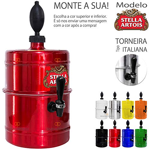 Chopeira Doméstica Torre 5,1 Lt Stella Artóis Vermelha Torneira Tipo Italiana