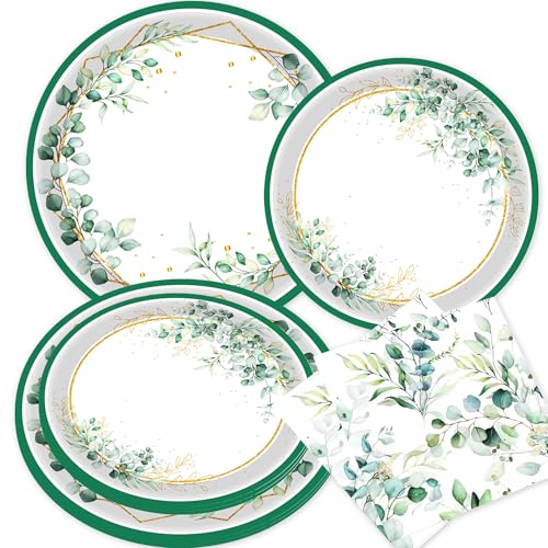 assiettes papier vert sauge vaisselle serviettes boho décoration anniversaire mariage baby shower 16 assiettes vertes fête