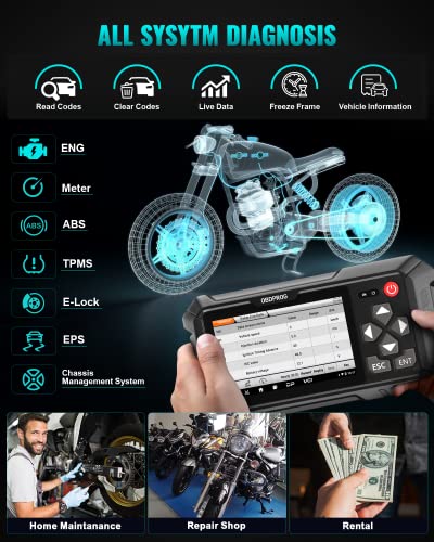 Motorcycle Diagnostic Scan Tool, Obdprog Moto 100 Pro All System Code Readers & Scan Tools For Bmw Honda Yamaha Ktm Triumph Ducati, Obd2 Scanner For Engine, Oil Lamp Reset, Android 5'' Touch Screen #TOP6