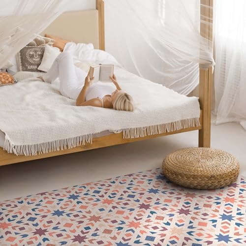 Tapis du sol vinyle anti tache et deco PVC rectangle resistant pour sol abimé