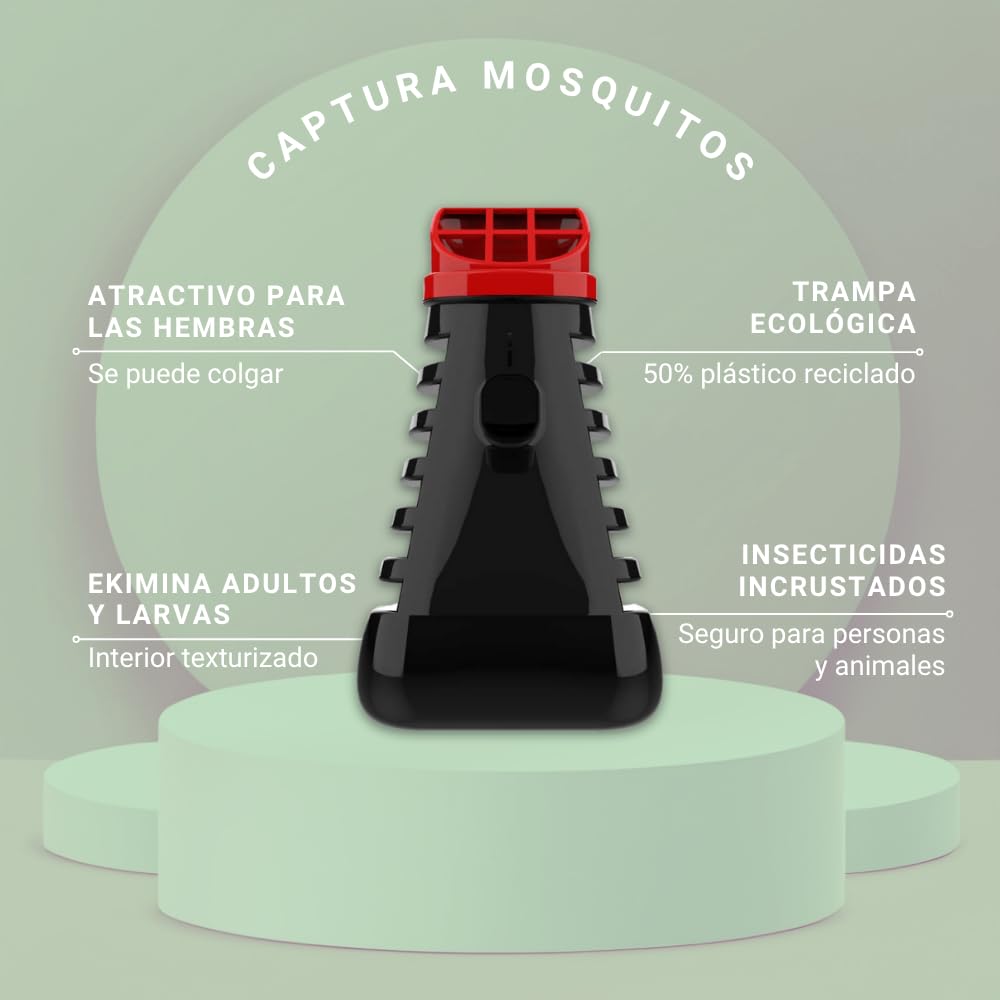 Remi Hogar Trampa Mosquitos Ecológica con 9 Chips de Recambio | Atrapa Mosquitos sin Insecticida | Reutilizable | Ideal para Hogar, Jardín, Terrazas y Campings