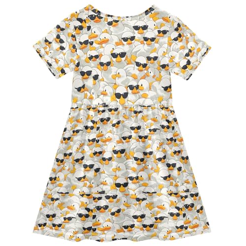 White Duck Girls Short Sleeve Dress Casual A Line Twirly Skater Dresses2