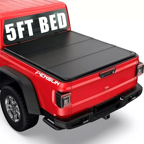 PENSUN 5FT Tri-Fold Hard Truck Bed Tonneau Cover Fit for 2020-2026 Jeep Gladiator On Top (60inch) All Weather