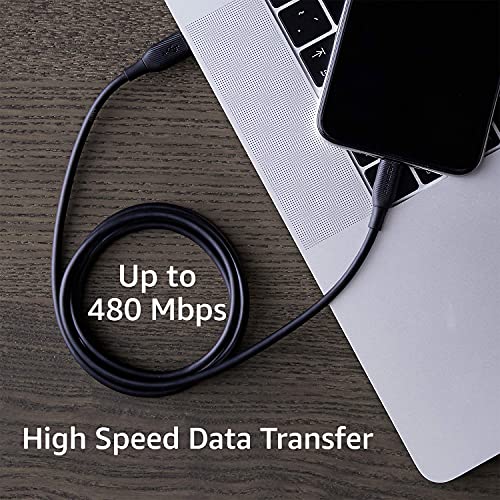 Image of Amazon Basics USB-C to Lightning Cable, Apple MFi Certified, Power Delivery, Data Transfer, 3 Feet, Black