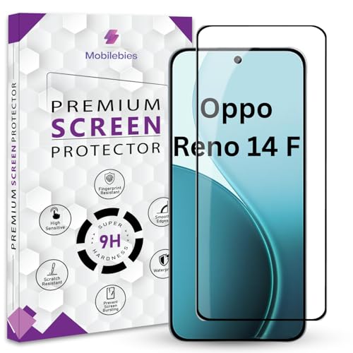 Image of Premium Tempered Glass Screen Protector Guard For Oppo Reno 14 F 5G (6.57 Inch, Pack of 1) | Edge to Edge Coverage With Easy to installation kit