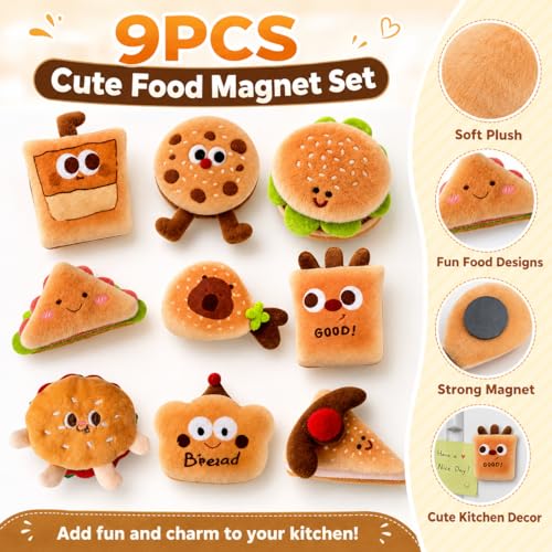 Set de 9 imanes de frigorífico de comida de peluche miniatura 2