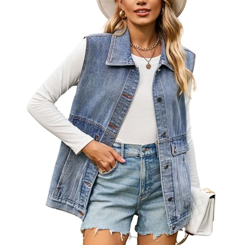 Chaleco de mezclilla mujer vintage FindThy de corte holgado para un estilo cómodo y duradero