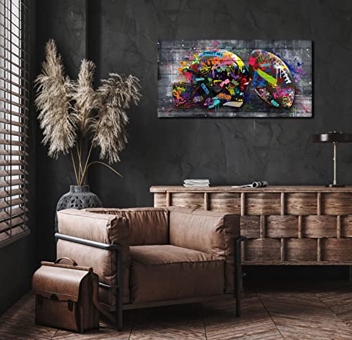 Sixttart American Football Posters For Boys Bedroom - Graffiti Rugby Ball Canvas Wall Art For Office - Sports Posters Wall Decor Ready To Hang Size 40" X 20" #TOP1