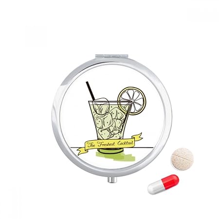 DIYthinker Lemon Ice Juice Tubularis Ice Cream Travel Pocket Pill Case Medicine Drug Storage Box Dispenser Mirror Gift 7.0Cm Diameter X 1.2Cm Height Silver