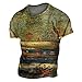 Jabidoos Camiseta para hombre de moda en T-Shirts de manga corta para verano, informal, estilo vintage, cuello redondo, estampado digital 3D, A-yellow, L