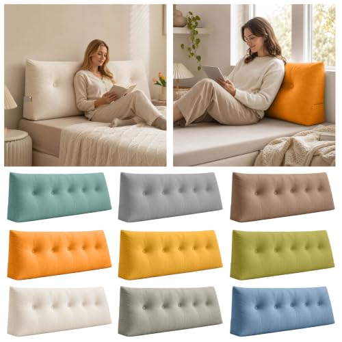 Triangular Headboard Wedge Pillow -Twin XL Ergonomic Bolster Cushion for Dorm Bed, Plush Backrest for Sitting, Reading & Sleeping, Cream/Beige Large Bolster (Green, 100X40X12CM/40X16X4.7IN) - Image 7