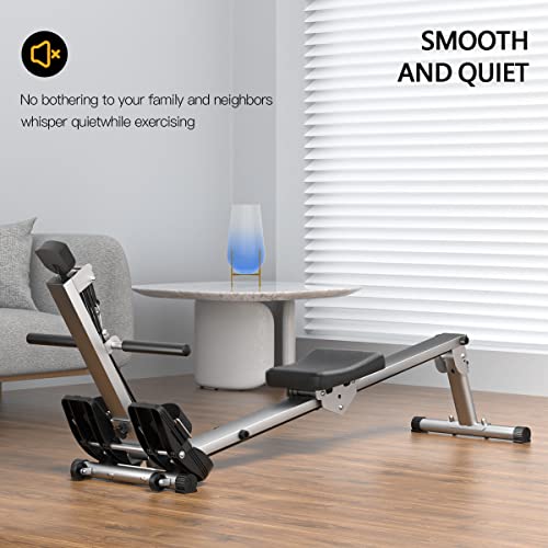 Rowing Machine for Home Use, Foldable Rowing Machinefor Full Body Exercise Cardio Workout with LCD Monitor & Comfortable Seat Cushion, Quiet & Smooth-2023 Revolution New Row Machine - Thumbnail 6