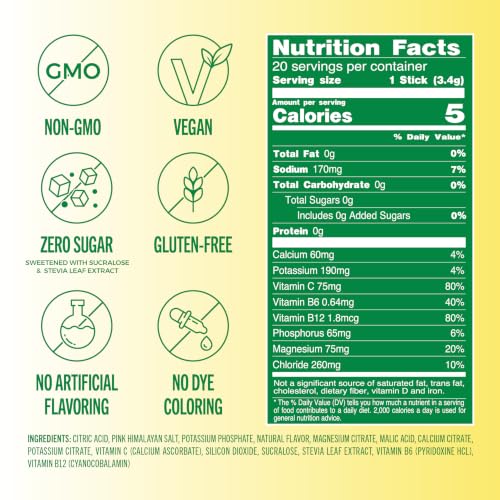 Image of TREVI Electrolytes Powder Packets, Sugar Free Hydration, Lemon Lime 20 Pack