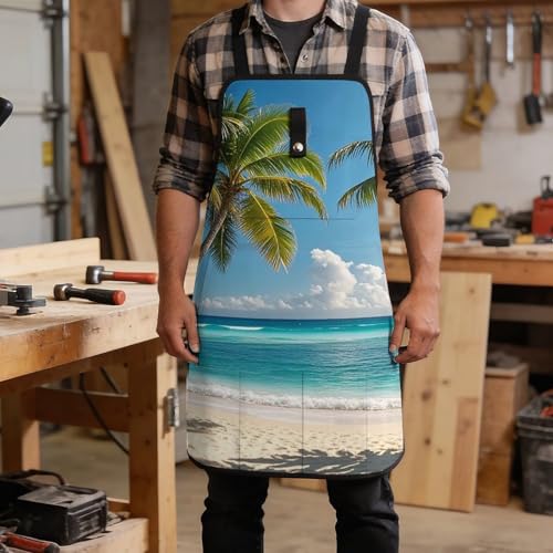 Delantal de trabajo unisex con estampado estilo hawaiano miniatura 5