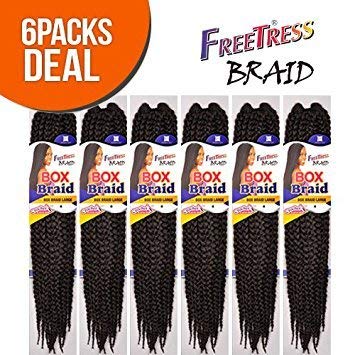 FreeTress Large Box Synthetic Hair Crochet Braids, #2 (6-Pack)
