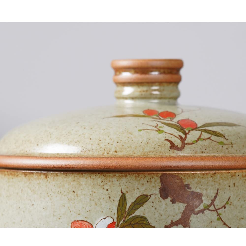 Retro ceramiczny dozownik ryżu z pokrywką, 11 funtów dozownik ryżu Cylinder ryżowy, kreatywny, szczelnie zamknięty pojemnik na żywność do kuchni, dozownik płatków śniadaniowych do ryżu, płatków śniad