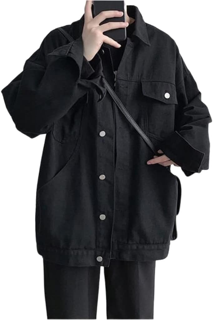 Jacket Men's Retro Loose Casual Work Clothes Trendy Tops Washed Denim