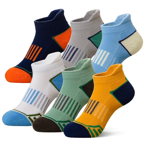 Image of SeeyAN Kids Socks Boys Ankle Athletic Half Cushioned Low Cut Sport Cotton Breathable Socks 6 Pairs
