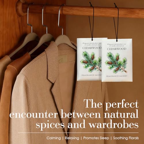 Image of Cedarwood Scented Sachet Bags - 12 Pack Drawer & Closet Freshener, Long Lasting Odor Eliminator for Wardrobes, Cars & Storage, Home Fragrance Air Freshener Sachets