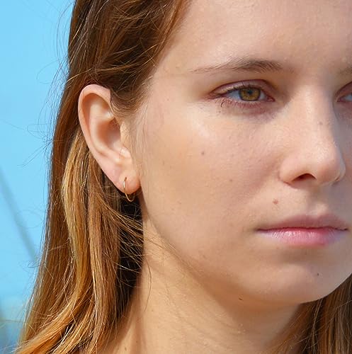 14k Real Gold Thin Hoop Earrings | Hoops Gold Hoop Earrings for Women Tiny Dainty 14 Karat Small Earring Hoops Mini Hugging Petite 14 Carat Wire Endless Skinny Earings Huggies Jewelry | Handmade in FL2