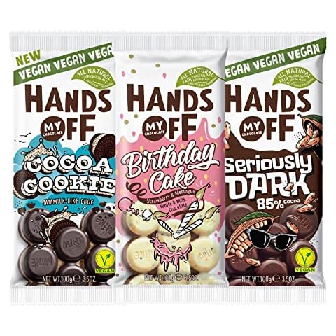 Hands Off My Chocolate 3x Sorten Topseller Set Schokolade | All Natural Fair Chocolate | 4x Tafeln pro Sorte | 12 einzeln verpackte Tafeln Schokolade Vegan und Milchschokolade Cover
