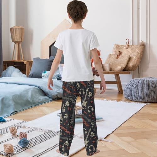 Boy's Pants Guitar Punk Music Jogger Pants Elastic Waist Long Bottoms Trousers with Pockets 6-14 Years3