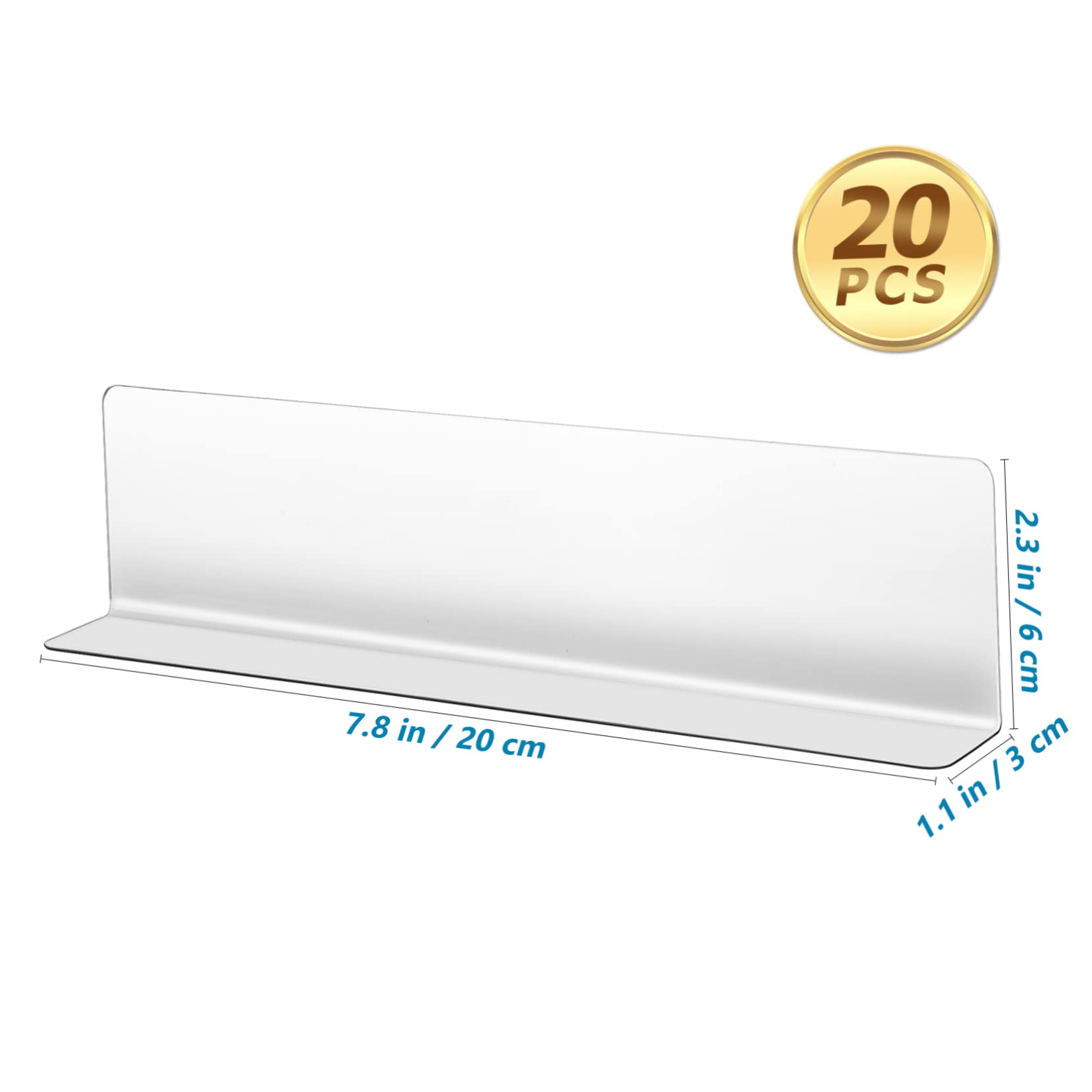 Garneck 20pcs Shape Shelf Dividers for Supermarket Transparent Plastic Organizers to Keep Cabinets Shelves Neat Sturdy Easy to Use for Home Retail Storage