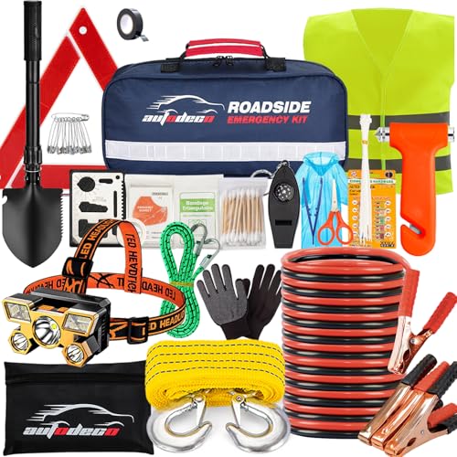 AUTODECO Car Roadside Emergency Kit, Portable Roadside Emergency Kits for Vehicles Car Safety Kit...
