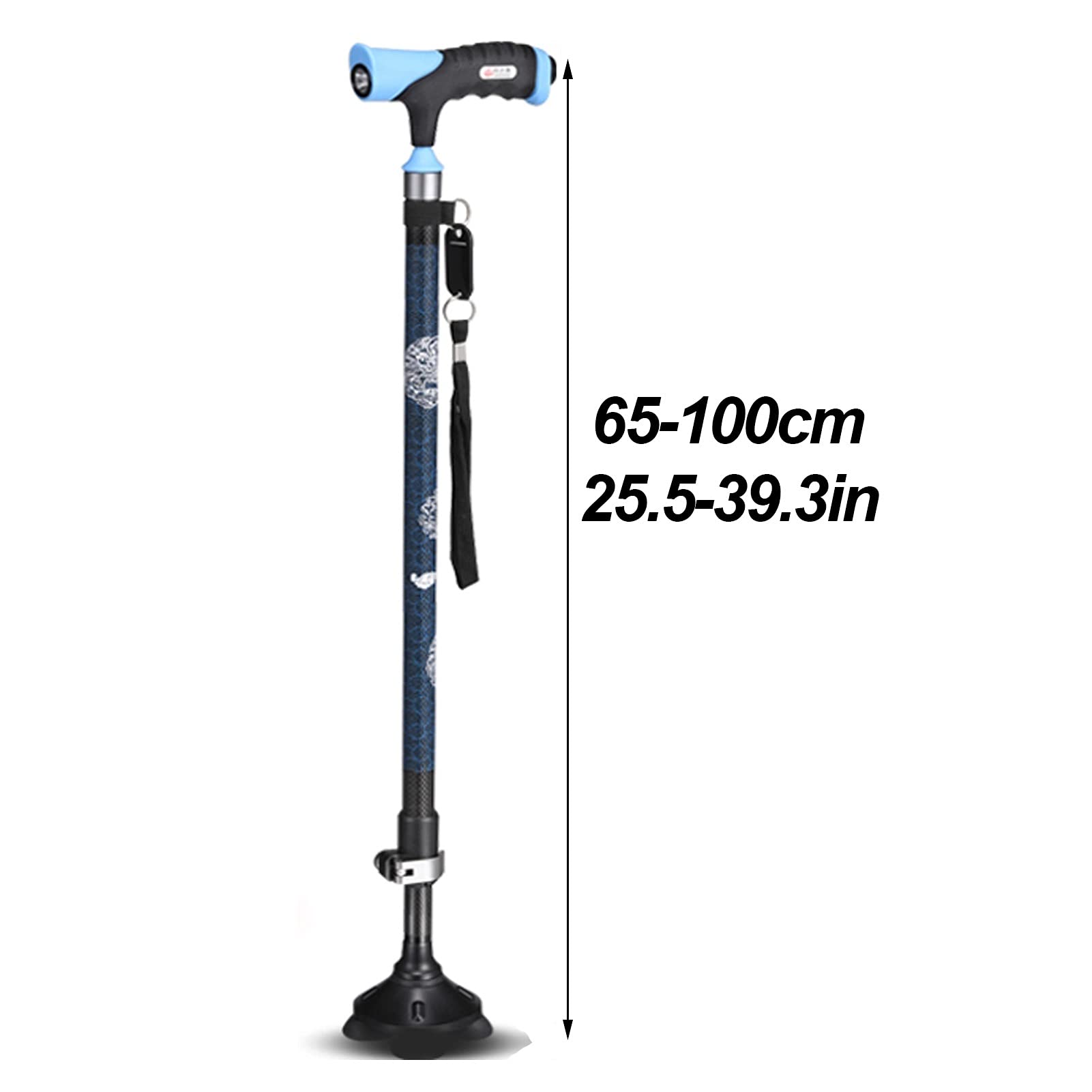 Bastón de Paseo Bastones para Mayores Bastón para caminar con luz LED, mango ergonómico correa para la muñeca, bastón antideslizante, bastones ajustables de altura flexible, para hombres, mujeres, per