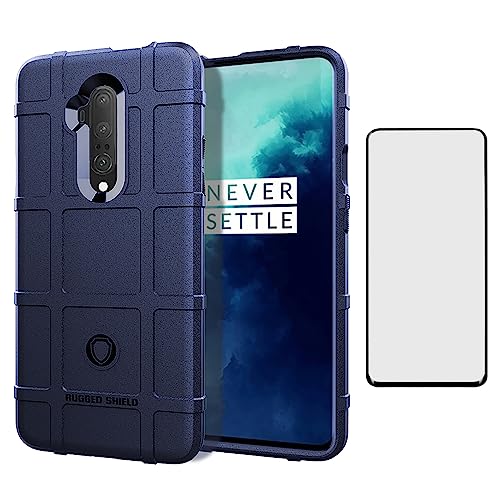 Asuwish Phone Case for OnePlus 7T Pro OnePlus7TPro 5G Mclaren Edition with Tempered Glass Screen Protector Cover and Slim Hard Cell Accessories Protective One Plus 7TPro 1Plus 1 + 1+ Women Men Blue