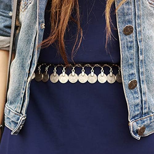 idealway Gypsy Silver Dangle Coins Belly Chain Hippie Boho Belt Belly Dance Chain Body Jewelry - Image 7