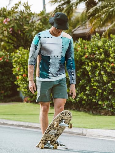 Casual Graphic Fashion Round Neck Long Sleeve T Shirts Modern Printed Shirt for Men Stylish Streetwear Tee