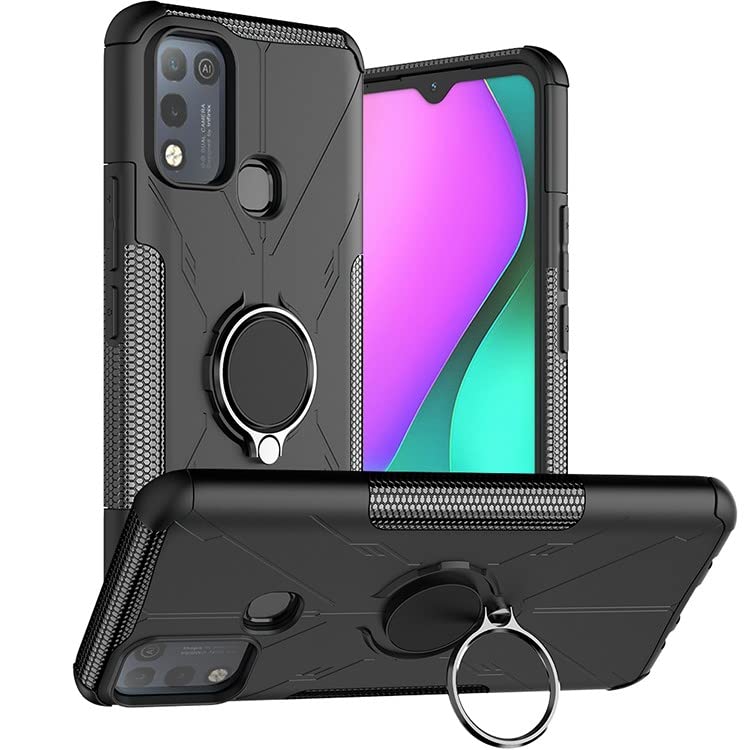 Glaslux Infinix Smart 5 Hybrid Shockproof Bumper Defender, Polycarbonate Ring Case Back Cover for Infinix Smart 5 - Black (B09X1KQSJ8) Amazon Price History, Amazon Price Tracker