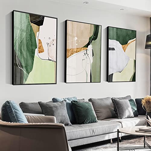 Marbre or vert abstrait affiches pour décorer un salon contemporain chic