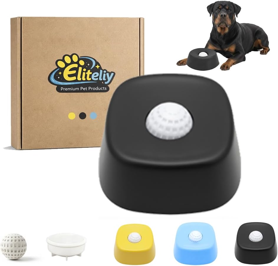 Slow Feeder Dog Bowls Non-Spill Liquid with Interactive Ball-in for Yogurt Bone Broth Dog Lick Toy for Large Medium Small Dogs nxiety Relief Boredom Post-Op Nutrition Aid (2, Black)