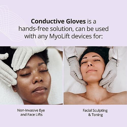 myolift 7E Conductive Gloves (Pair) | Microcurrent Gloves For Use With All Microcurrent Face Lift Devices