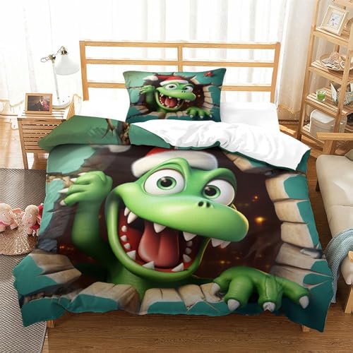 Housse de couette dinosaure microfibre lit simple parure de lit - 3