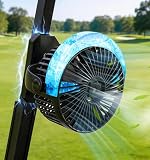 Magnetic Golf Cart Fan, Camping Fan with Misting & LED Light, Rechargeable Portable Fan with 12000mAh Battery and Strong Magnet Base, 3-Speeds Battery Operated Fan for Golf Cart, Cruise Ship, Tent